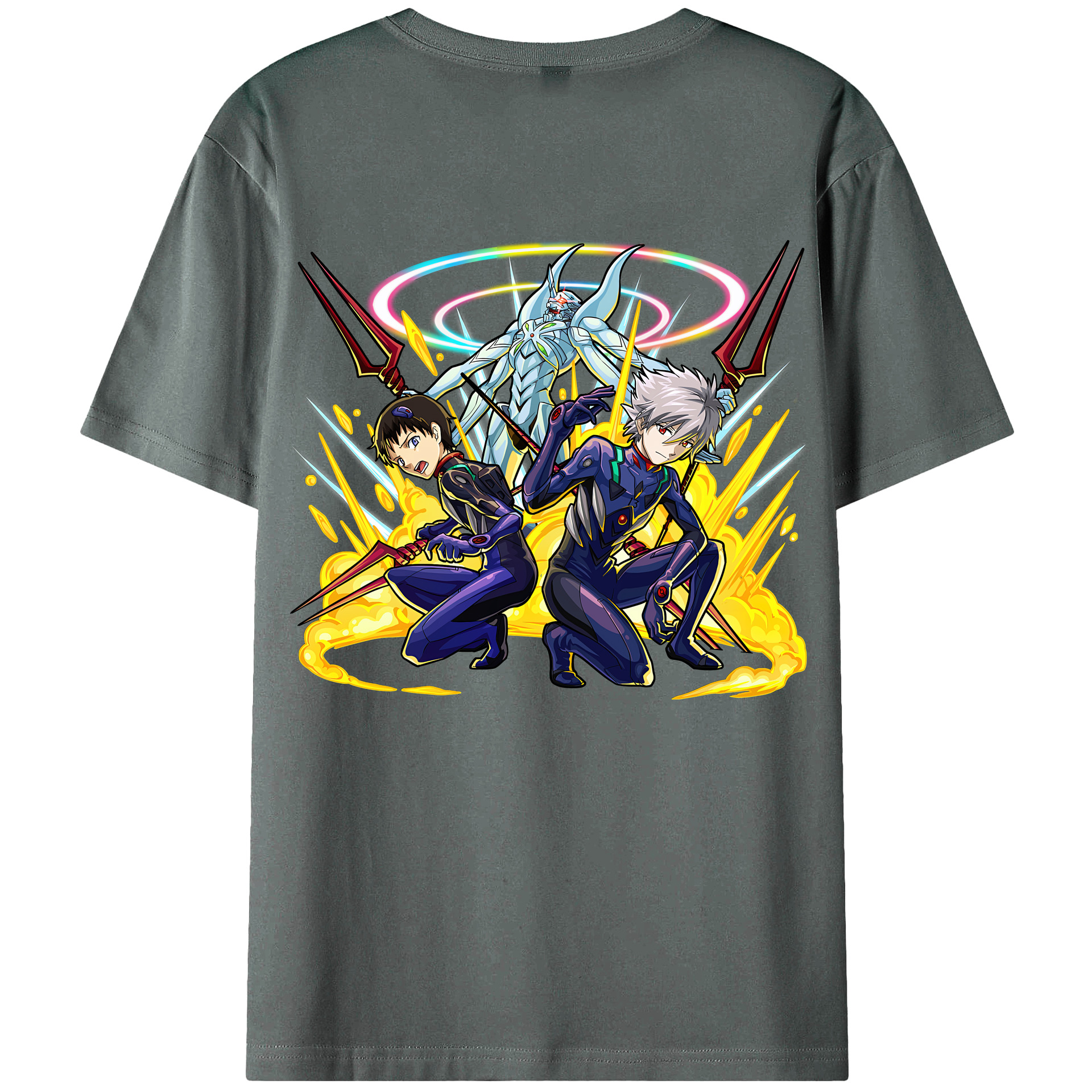 （画像用） EVA 新世紀エヴァンゲリオン 綿100％ メンズ半袖Tシャツ（バックプリント） 通気性